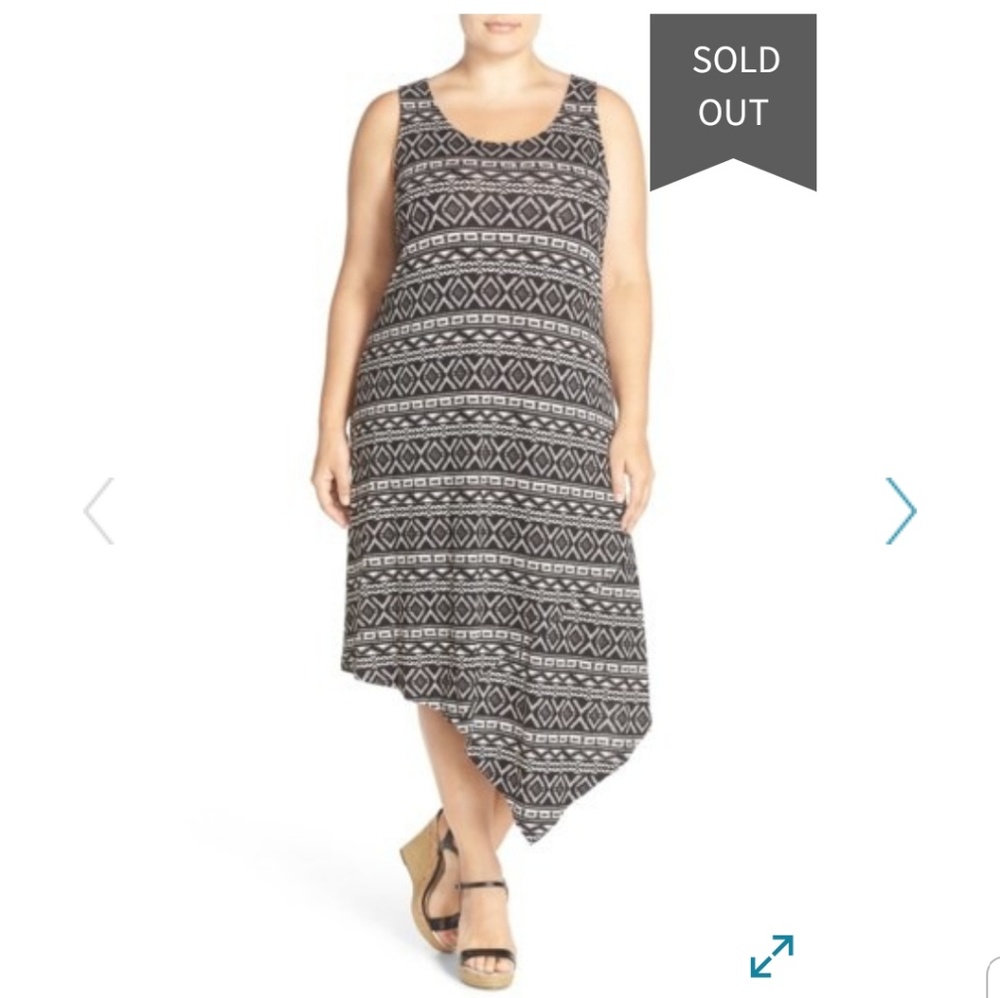 Sejour Asymmetrical Jersey Midi Dress Ikat sz 1X